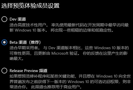 Win11预览体验成员设置选项怎么选