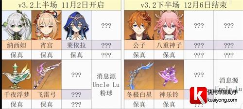 原神32版本up卡池顺序一览